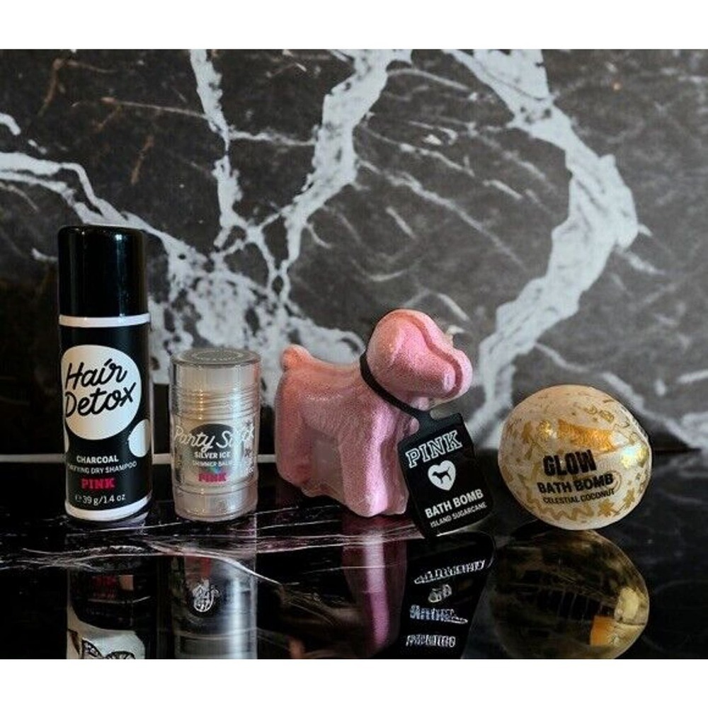VICTORIA'S SECRET PINK Hair Detox + Glow Bomb + Bath Bomb + Party Stick